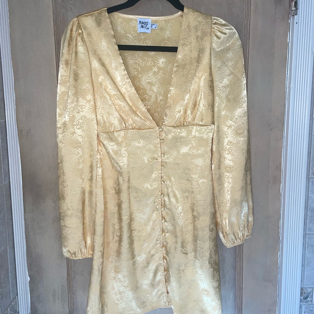 Princess Polly Gold Long Sleeve Dress